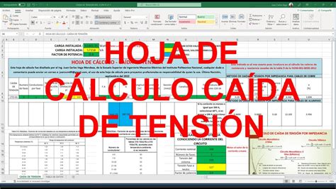 Hoja de cálculo Caída de tensión por métodos impedancia y sección