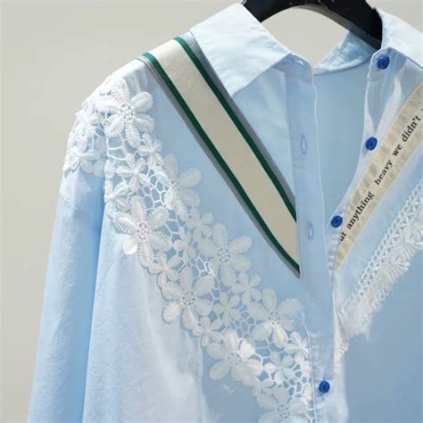 Áo Sơ Mi Nữ Dài Tay Cổ Bẻ Ren Hoa Hot Trend 2025 AIRUI