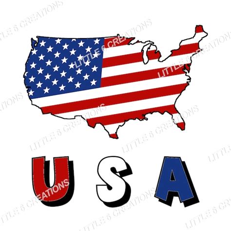 USA Flag Map PNG Etsy