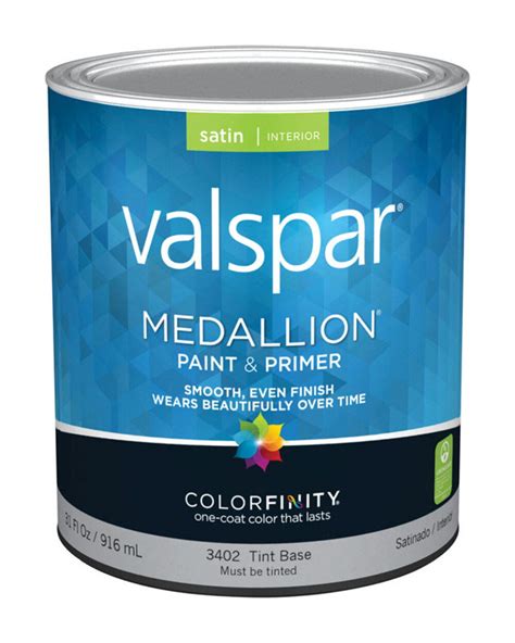 Valspar Medallion 100 Acrylic Paint And Primer Satin Interior Wall Paint Tint Base 1 Qt