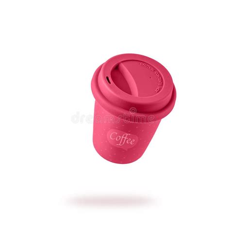 Porcelain Travel Mug In Trendy Color Of Year 2023 Viva Magenta Stock