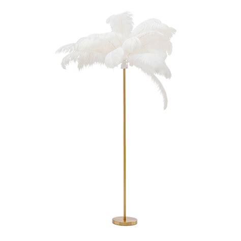 KARE Feather Palm lámpara de pie con plumas blanco Lampara es