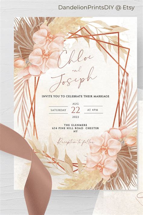 Pampas Grass Wedding Invitation Jenniemarieweddings