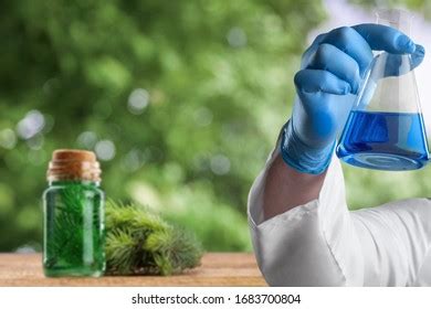 Scientist Hand Natural Drug Research Test Stock Photo