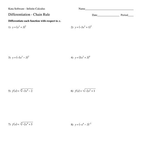 Chain Rule Worksheet Math 1500