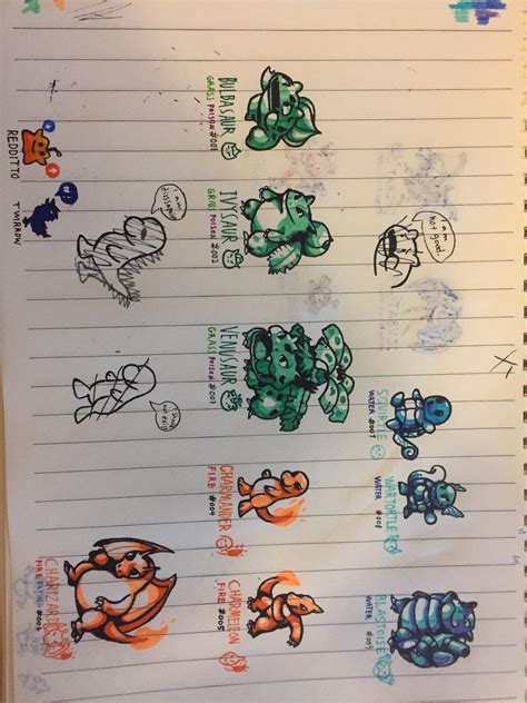 [Summer's 151] Full Kanto's Starters! +some bad drawings. : r/pokemon