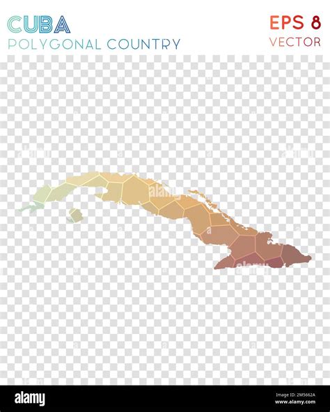 Cuba Polygonal Map Mosaic Style Country Emotional Low Poly Style