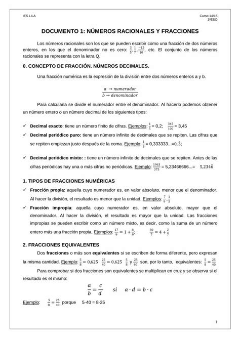 Pdf Documento N Meros Racionales Y Fracciones Dos Fracciones O