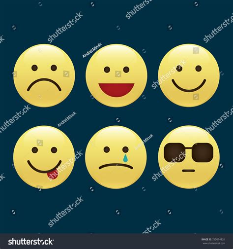 Vektor Stok Set Smile Icons Emoji Emoticons Tanpa Royalti 755014831