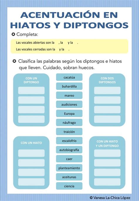 Ejercicio Interactivo De Diptongo Triptongo E Hiato Kulturaupice