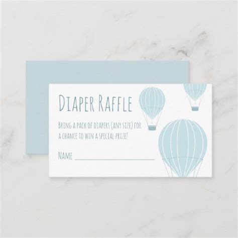 Diaper Raffle Ticket Blue Hot Air Balloons Enclosure Card Zazzle