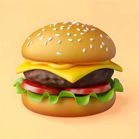 3d Render Fast Food Burger Icon Premium Ai Generated Image