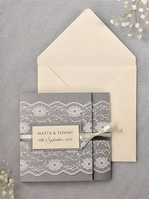 Ivory Lace Wedding Invitation Grey Wedding By 4LOVEPolkaDots 5 60