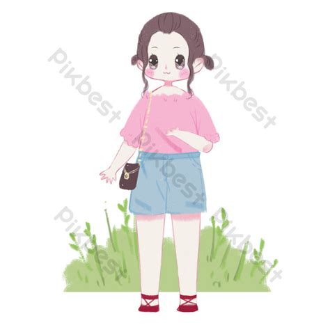 Summer Dress Cartoon Girl Illustration PNG Images | PSD Free Download ...