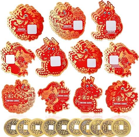 DPKOW 32pcs Chinese New Year Scratch Off Card 2024 With 10pcs Chinese