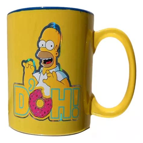 Taza Amarilla Homero Simpson Metalizada De Cer Mica Ml Color