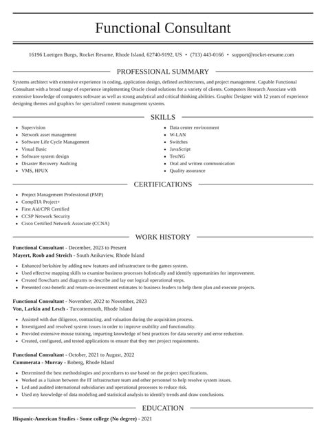 Functional Consultant Resumes Rocket Resume