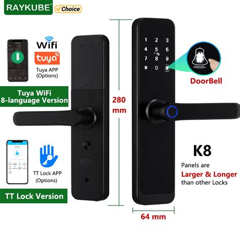 Raykube K Smart Door Lock Ttlock Bluetooth Tuya Wi Fi Senha De Impress