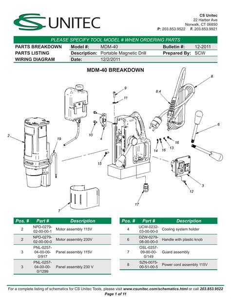 Cs Unitec Electric Magnetic Drills Schematic Mdm 40 Pdf