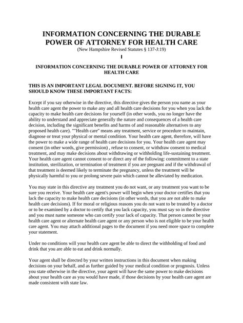 Durable Power Of Attorney For Health Care And Living Will Statutory New