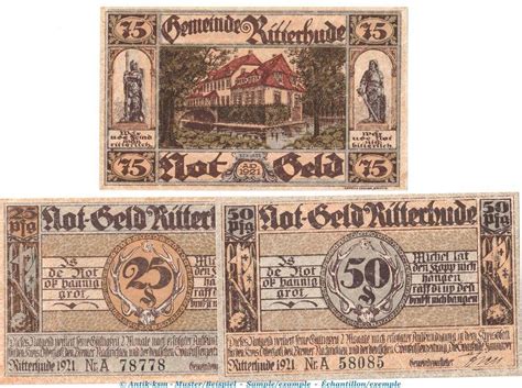 Notgeld De 3 Scheine Kpl Notgeld Stadt Ritterhude 1126 1 Set Mit 3