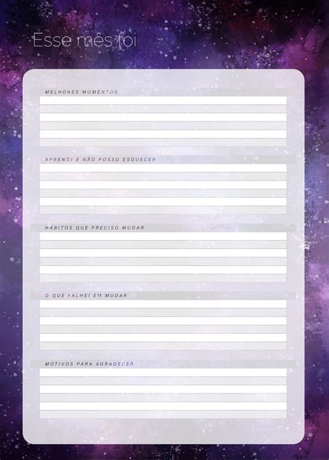 Planner Galaxia Lilas Esse Mes Fazendo A Nossa Festa