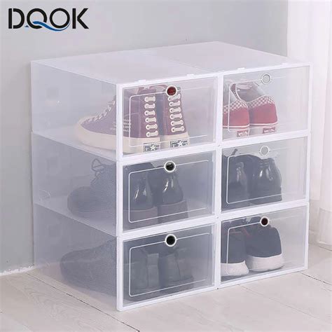 6 Pack Transparent Schuhkarton Schuhe Organisatoren Verdickt Faltbare