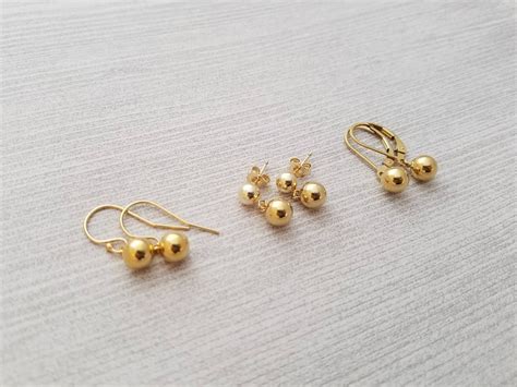 14k Yellow Gold Filled Ball Dangle Earring Post French Wire Etsy