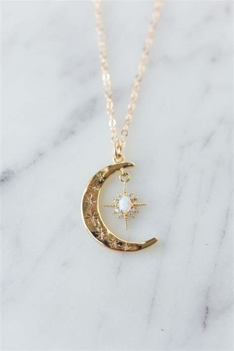 Miss Paty Moon Jewelry Opal Moon Necklace Star Necklace