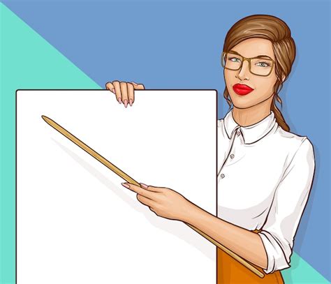 Free Vector Teacher Woman Wearing Glasses And White Shirt Holding