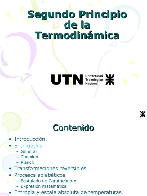 Segundo Principio De La Termodinamica Pdf Temperatura Entropía