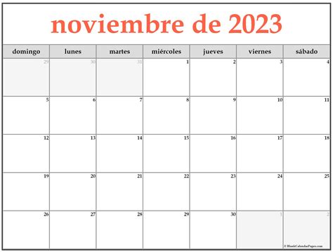 Calendario Noviembre 2023 2024 El Calendario Noviembre 2023 2024 Para