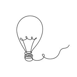 Watercolour Light Bulb In Continuous Line Drawing Vector Image