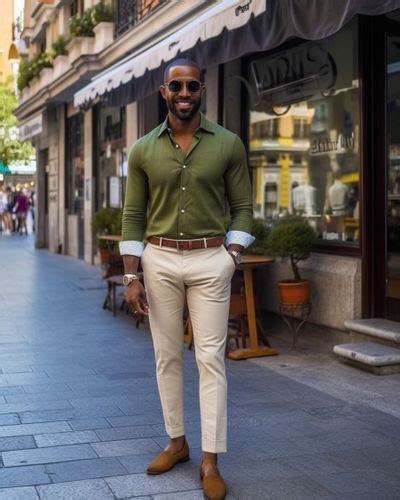 Olive Green Shirt With Sand Chinos Hockerty