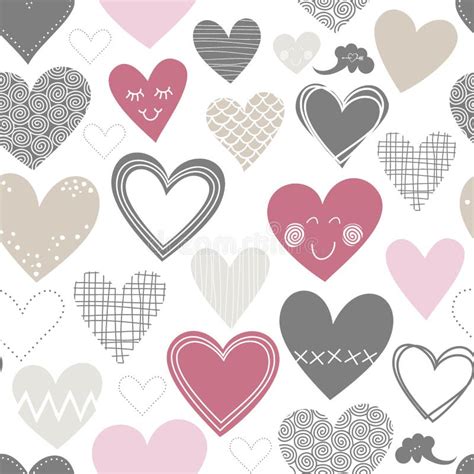 Seamless Pattern Of Scrapbook Hearts Stock Vector Illustration Of