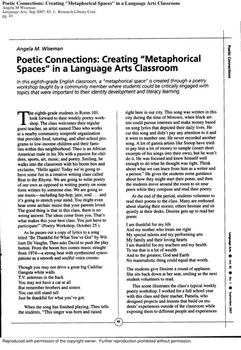 PDF Poetic Connections Using Literacy To Connect The Classroom