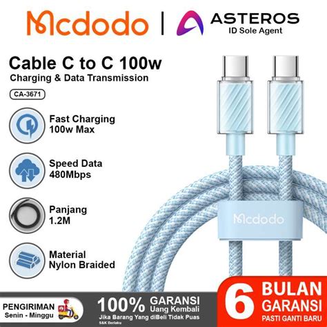 Jual MCDODO Kabel Data Type C To Type C Fast Charging 100w Nylon