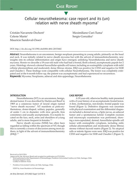 Pdf Cellular Neurothekeoma Case Report And Its Un Relation With Nerve Sheath Myxoma