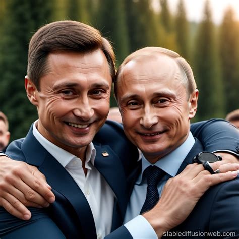 Vladimir Putin And Volodymyr Zelensky Dressed As A Waitor Prompts