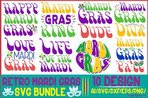 Retro Mardi Gras Svg Bundle Graphic By Mightypejes Creative Fabrica