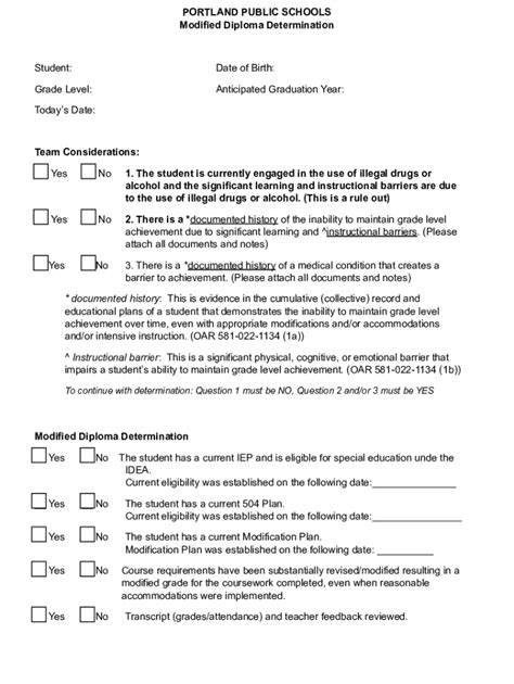 Fillable Online Modified Diploma Determination Form Contract For PDF