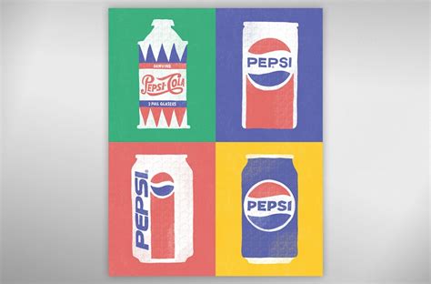 Pepsi Soda Can Evolution Illustration Vintage Pop Art Packaged Product ...