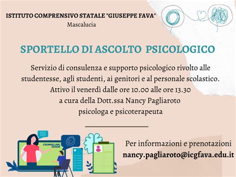 Sportello Di Ascolto Psicologico Istituto Comprensivo Giuseppe Fava