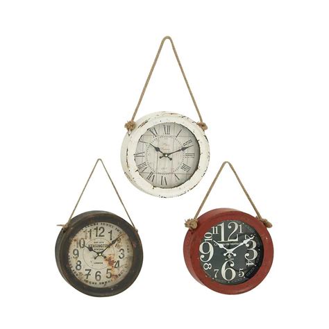 Reviews For Litton Lane White Metal Analog Wall Clock With Rope Accents