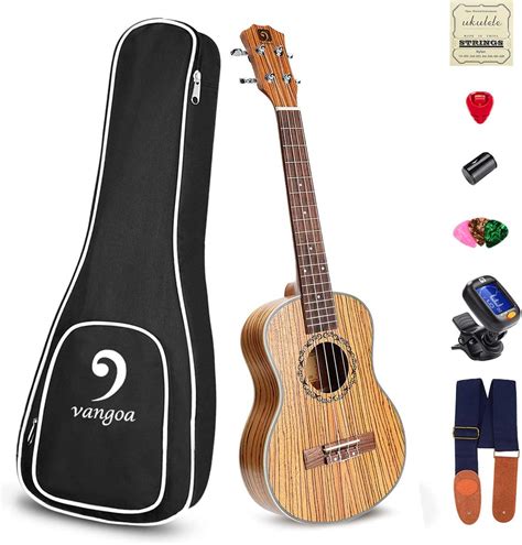 Vangoa Soprano Ukulele Zebra Wood Professional Uke Beginner Set With