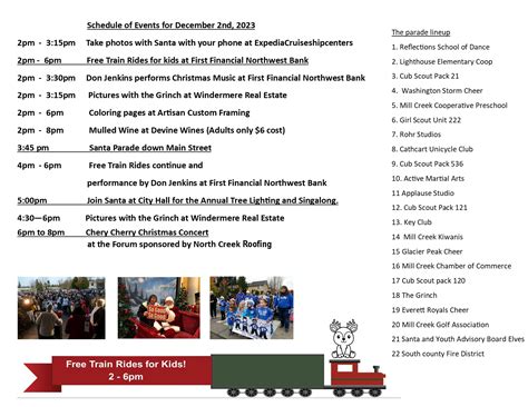 Mill Creek Town Center 2023 Free Train Rides Santa Parade Tree