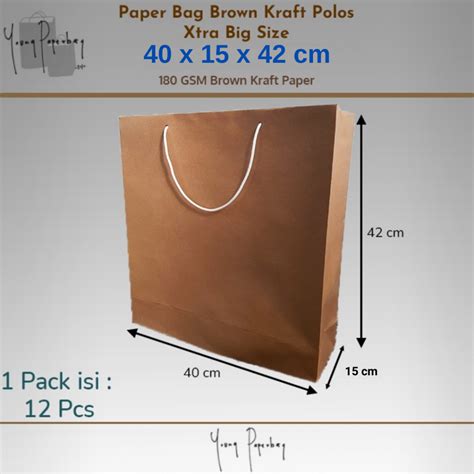 Jual Paper Bag Tas Kertas Shopping Bag Kraft Coklat Polos BIG