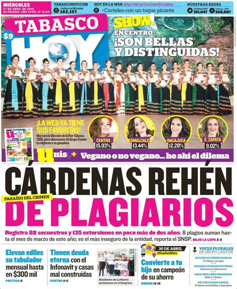 Periódico Tabasco Hoy México Periódicos De México Edición De