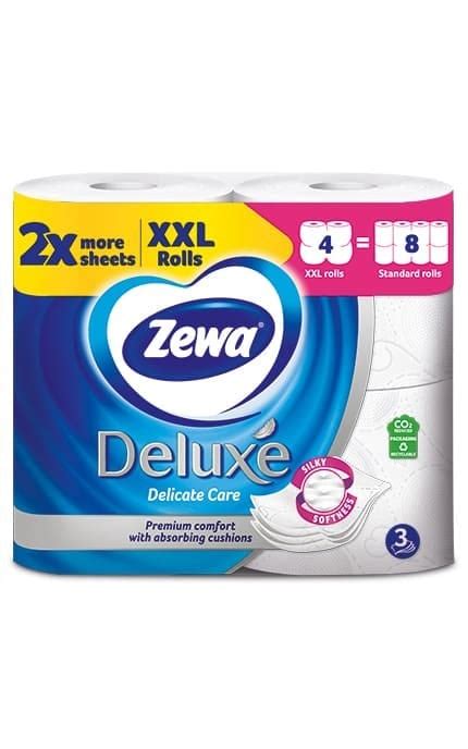 Туалетная бумага Zewa Deluxe двойной рулон, 3 слоя, 4 рулона | Watsons