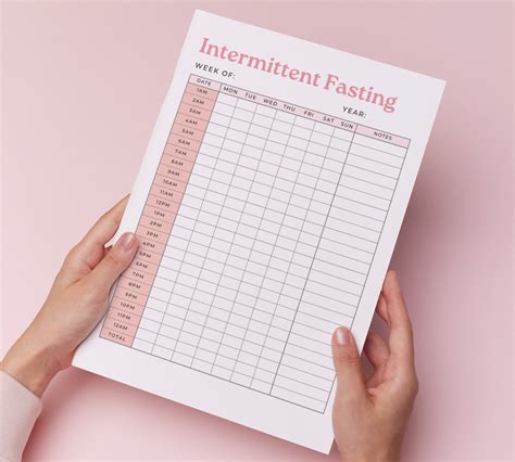 Intermittent Fasting Chart Weight Loss Tracker Printable Fasting Lifestyle Log If Challenge